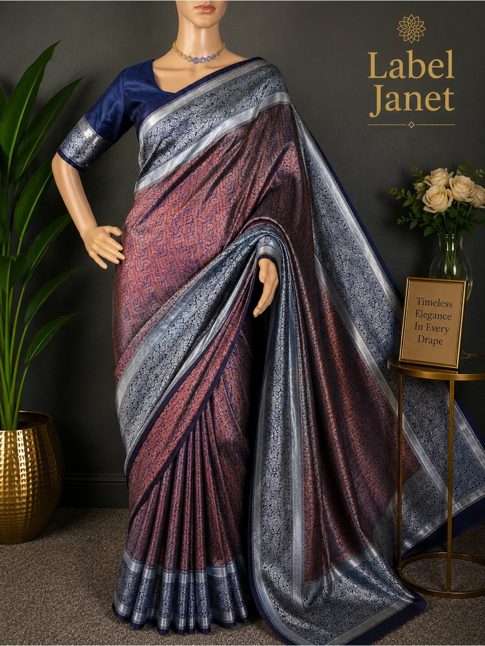 Brand new  Banarasi silk saree with stitched blouse (34” - 42”)